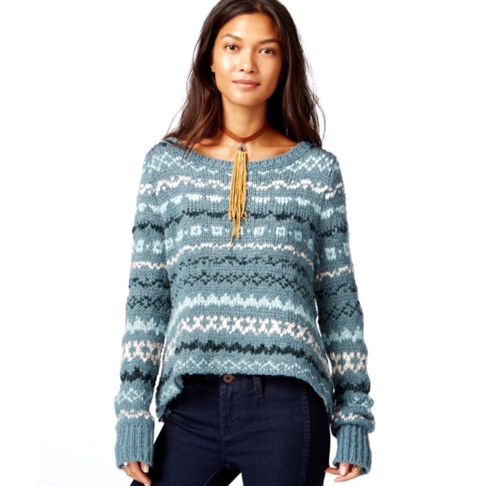FREE PEOPLE sea blue Through the Storm sweater